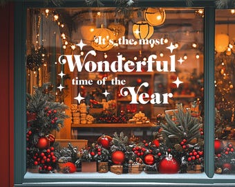 Christmas Window Decal, It's the Most Wonderful Time of the Year Decal, Wall Vinyl Decal, Shop Retail Window Display, Merry Christmas Decal