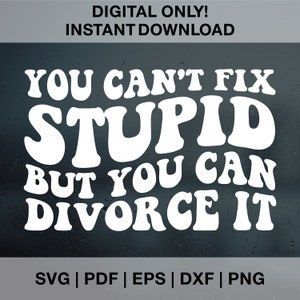 Je kunt dom niet repareren, maar je kunt er wel van scheiden SVG PNG Dxf Eps, Retro Svg, sarcasme Png, sarcasme Svg, grappig citaat Png, grappige Svg, Trendy Png