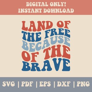 Amérique terre de la libre cause des braves SVG, SVG du 4 juillet, SVG du 4 juillet, Svg patriotique, jour de l&#39;indépendance Svg, Png sublimation