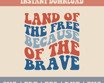 America Land Of The Free Because Of The Brave SVG, 4th of July SVG, Fourth of July SVG, Patriotic Svg, Independence Day Svg, Png Sublimation