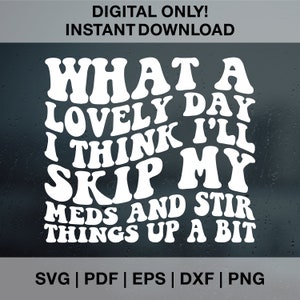 What A Lovely Day I Think I&#39;ll Skip My Meds And Stir Things Up A Bit SVG PNG Dxf Eps, Retro Png, Retro Svg, Sarcasm Png, Sarcasm Svg