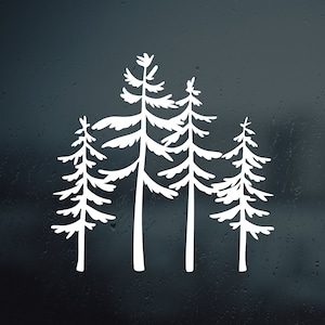 Adesivo in vinile per auto con alberi di pino / Adesivo per avventure / Adesivo in vinile con gruppo di tre alberi / Adesivo con albero di pino / Adesivo con albero sempreverde / Adesivo con albero per camper