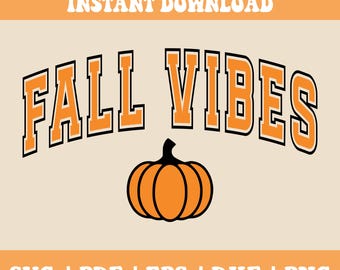 Fall Vibes PNG, Pumpkin Season Png, Varsity Design, Sublimation Design, Fall Sublimation, Pumpkin Png, Retro Fall Png, Digital Png