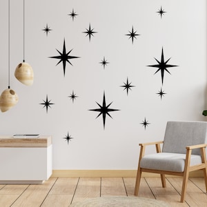 Starburst Wall Vinyl Decal Sticker | Star Pattern Wall Decal | Retro Wall Decal | Retro Starburst Wall Decal