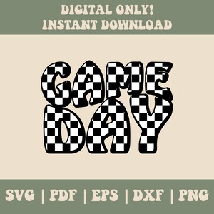 Game Day SVG, Game Day PNG, Game Day Vibes Svg, Game Day Vibes Png, voetbal Svg, voetbal Png, geruite speeldag, Retro Sports Svg