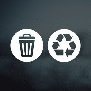 Trash and Recycle Vinyl Decal Sticker | Set of 2 decals