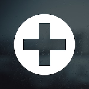 Medical Round Cross Logo Vinyl Decal Sticker, Medical Emergency Sticker