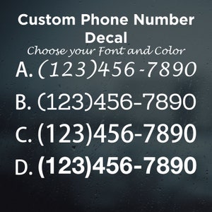 Custom Phone Number Vinyl Decal Sticker, Storefront Business Window Phone Number Sticker Decal
