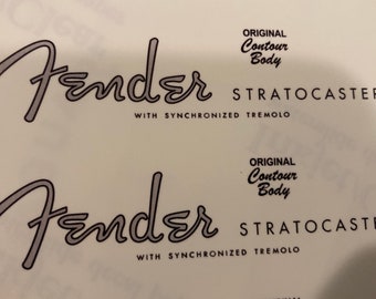 Fender Spaghetti Stratocaster Silver Waterslide Headstock Decal (3 Count)