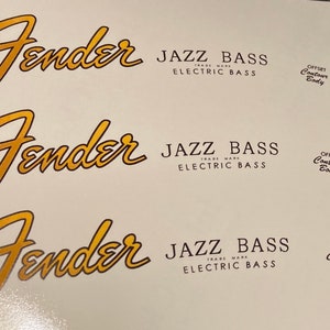 60s Fender Jazz Bass Waterslide Headstock Decal (3 Count)