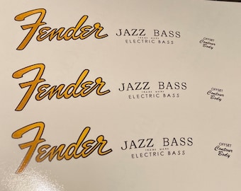 60s Fender Jazz Bass Waterslide Headstock Decal (3 Count)