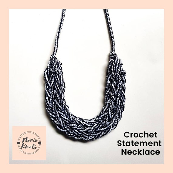 Textile Necklace, Limited Edition Statement Necklace, Eco-friendly Cotton Rope Necklace in Black and White, Gift for Her, Anniversary Gift