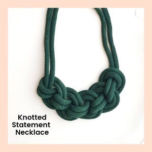 Easter Present, Crochet Necklace, Cotton Anniversary, Cotton Rope Necklace, Knot Necklace, Green Necklace, image 2