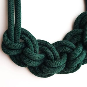 Easter Present, Crochet Necklace, Cotton Anniversary, Cotton Rope Necklace, Knot Necklace, Green Necklace, image 3