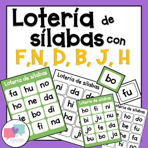 Lotería de Silabas con f,n,d,b,j,h