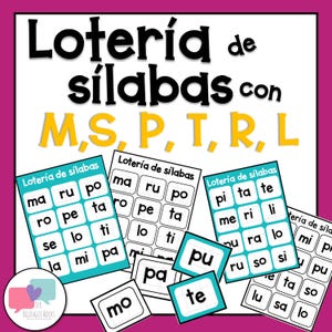 Lotería de Silabas con m,t,p,l,s,r