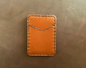 Small Leather Wallet/ Credit Card Holder/ Brown Card Case/ Nubuck Leather Money Keeper/ Unisex Vertical Purse With Card Pockets