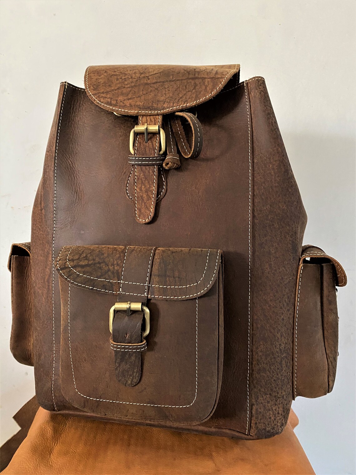 Leather Backpack Bag Raw Backpack Bag Hiking Backpack Bag - Etsy