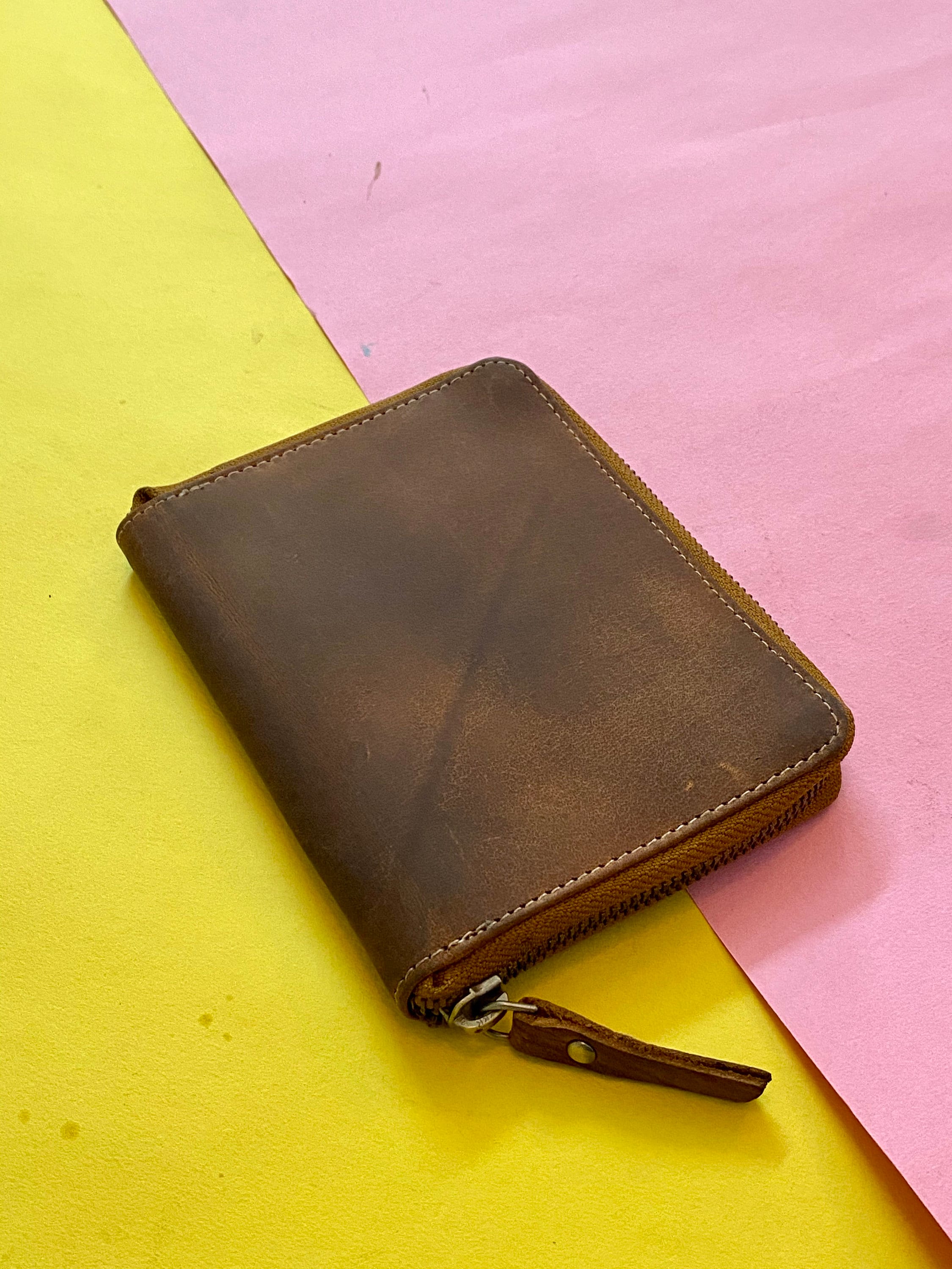 Full Grain Leather Passport Case Zipper Passport Holder Brown Etsy UK