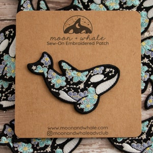 Forget-Me-Not Orca 2.5&quot; Embroidered Patch - Sew On