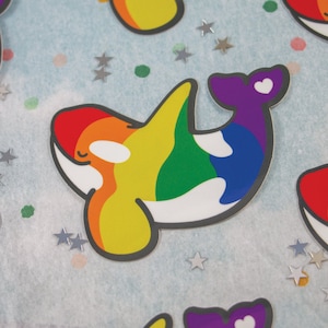 Rainbow Pride Orca Whale Hard Enamel Pin