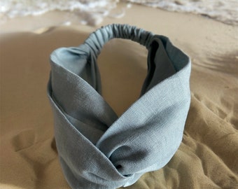 Knotted Linen Headband, Lightweight Pure Linen Flax Headband - Oeko Tex Standard - Available in 17 Colours - Wide Beach Turban
