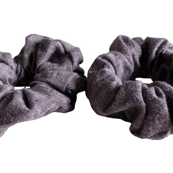 Hemp Scrunchie, Hemp Organic Cotton Scrunchie - Plum,  Eco-Friendly Fabric, Lightweigh Hemp Scrunchie,  Choice of Wide or Thin Style