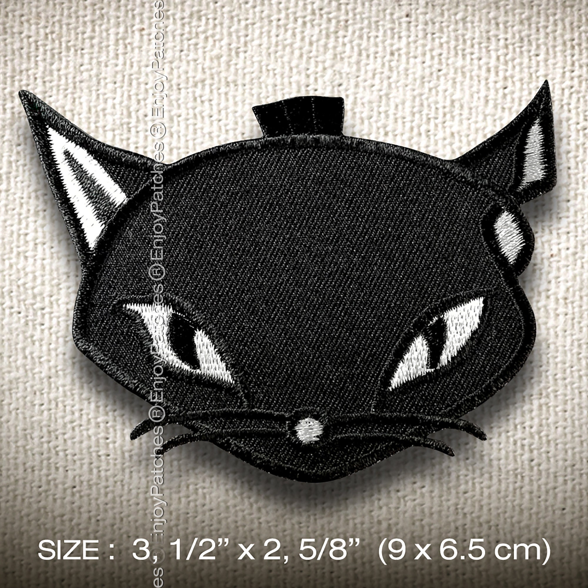 Black Cat Iron On Patch Cute Pets Applique Animal Badge Cat Etsy