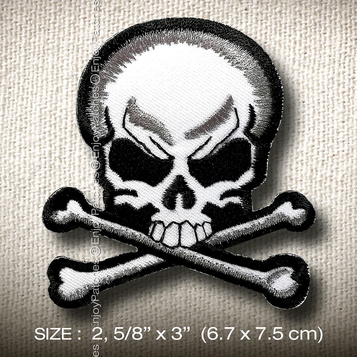 Skull Crossbones Iron On Patch Applique Badge Biker Rocker Etsy