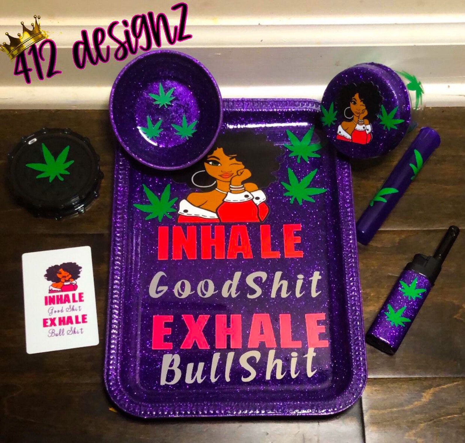 7 Piece Rolling Tray Sets/weed Mom/ Weed Dad/ 420 Trays/ Etsy