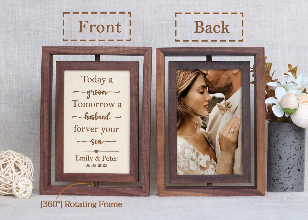 Mother of the Groom Gift Engraved Rotation Wooden Frame, Wedding Gifts