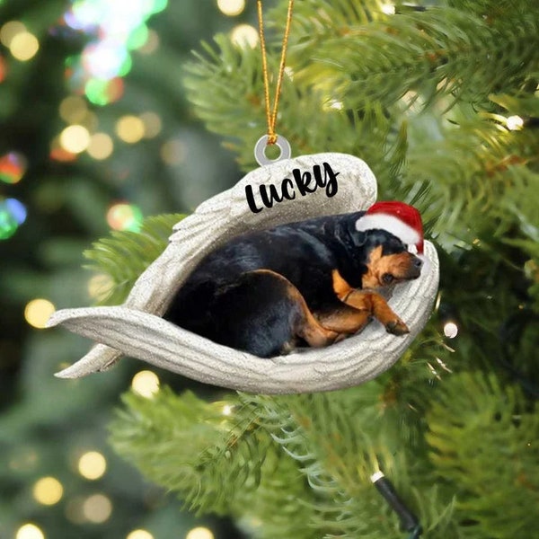 Colgante De Perro Durmiendo Con Alas De Ángel - Acrílico, 10x7 Cm, Decoración Para Pared, Papelería O Llavero