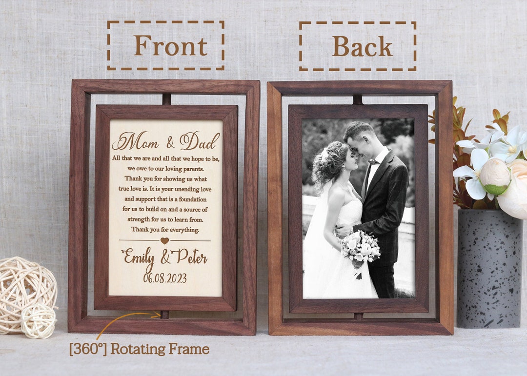 Parents Wedding Day Gift, Wedding Gift Parents, Parents of the Bride Rotation Wooden Frame