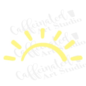 May include: A simple, minimalist design featuring a yellow sun graphic. The sun is depicted with a curved line for the base and straight lines radiating upwards, set against a white background. The design is clean and modern.