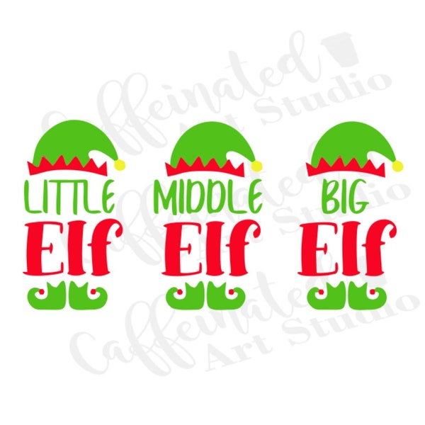 little elf svg / little middle big elf svg / elf shirt svg / elf hat svg / elf svg / Christmas svg / digital download