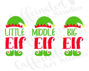 little elf svg / little middle big elf svg / elf shirt svg / elf hat svg / elf svg / Christmas svg / digital download