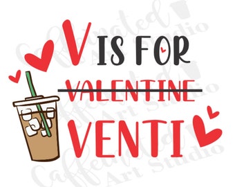 V wie Venti svg / Retro Valentinstag svg / Single svg / Kaffee svg / Kaffee Valentine svg / Valentinstag svg / digitaler download