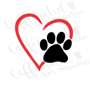 dog paw svg / heart svg / Paw print svg / dog love svg / digital download
