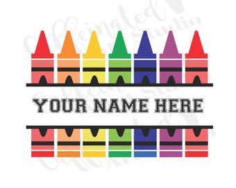 crayon svg / Split Crayon svg / Coloring Crayons svg / Crayon split name frame digital download