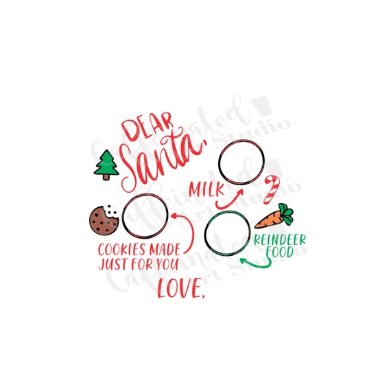 Dear Santa tray svg / Santa svg / Santa cookie tray svg / Christmas svg / Dear Santa Cookies And Milk Svg / digital download