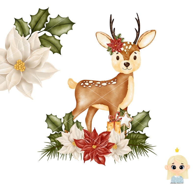 Christmas Digital Stickers Cute Christmas Watercolor Digital Clipart Winter Holiday Watercolor clipart Watercolor Santa PNG clipart