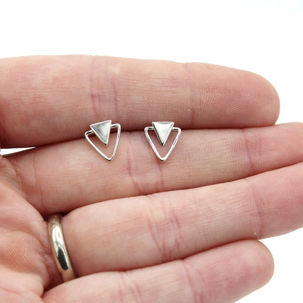 Double Triangle - Dainty Stud Earrings, Arrow Shaped Stud Earrings, Triangle Earrings, Triangle Stud Earrings, Gift for Mom, Gift for Her