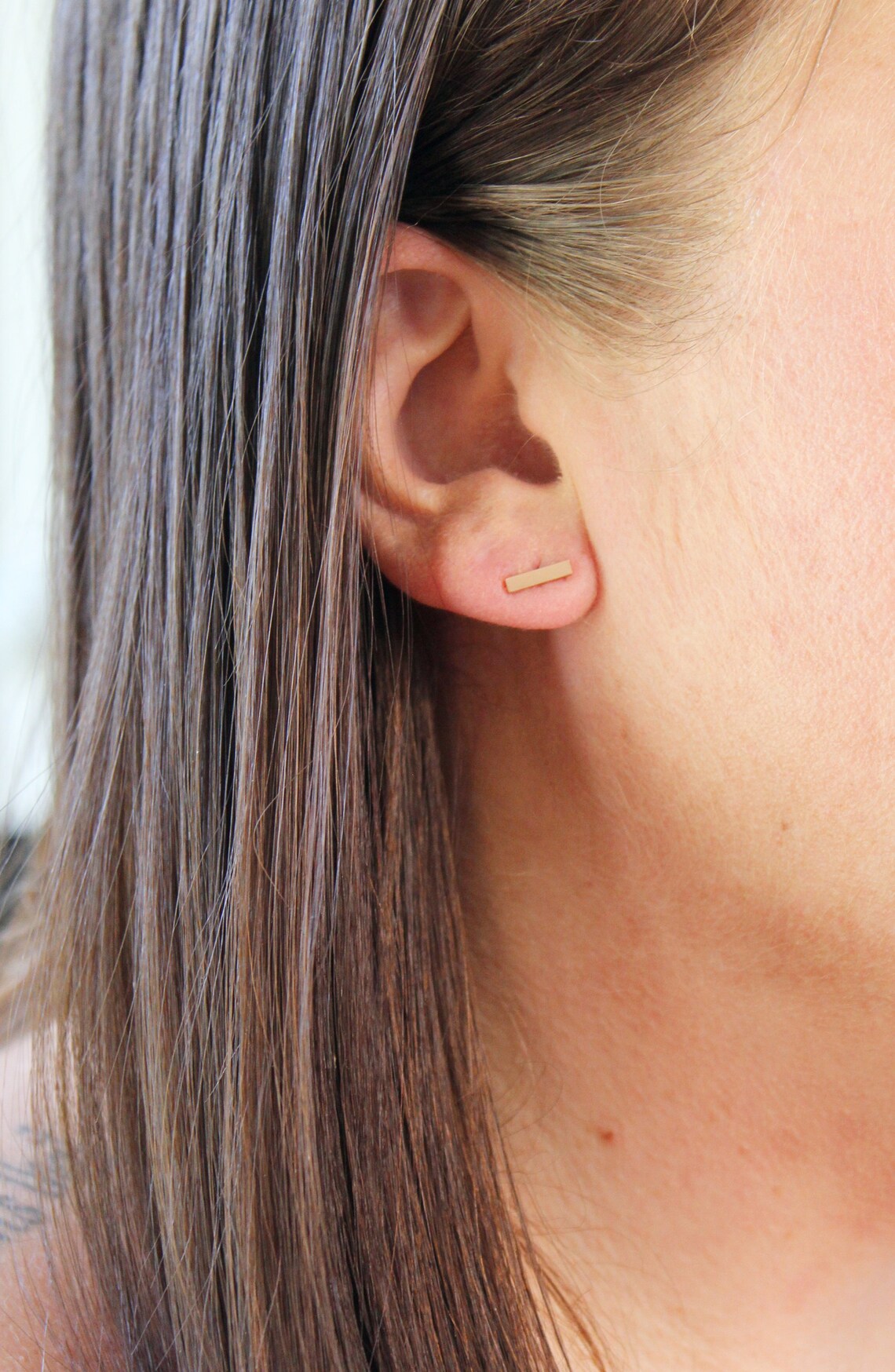 Axl Rose Rose Gold Bar Stud Earrings Minimalist Earrings Etsy