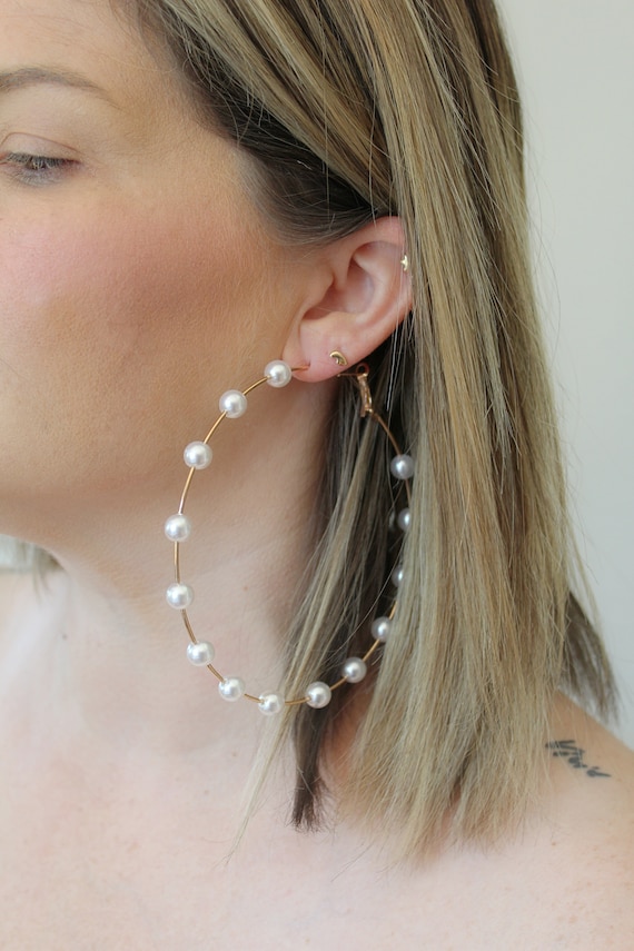 Big pearl hoops store