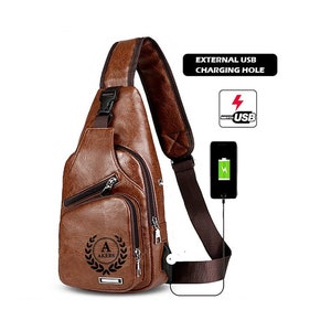 Sling Backpack for Men With USB Charge Port Crossbody Chest Bag ...