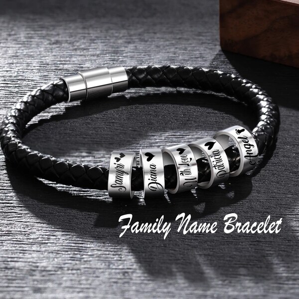 Dad Bracelet With Kids Names Etsy