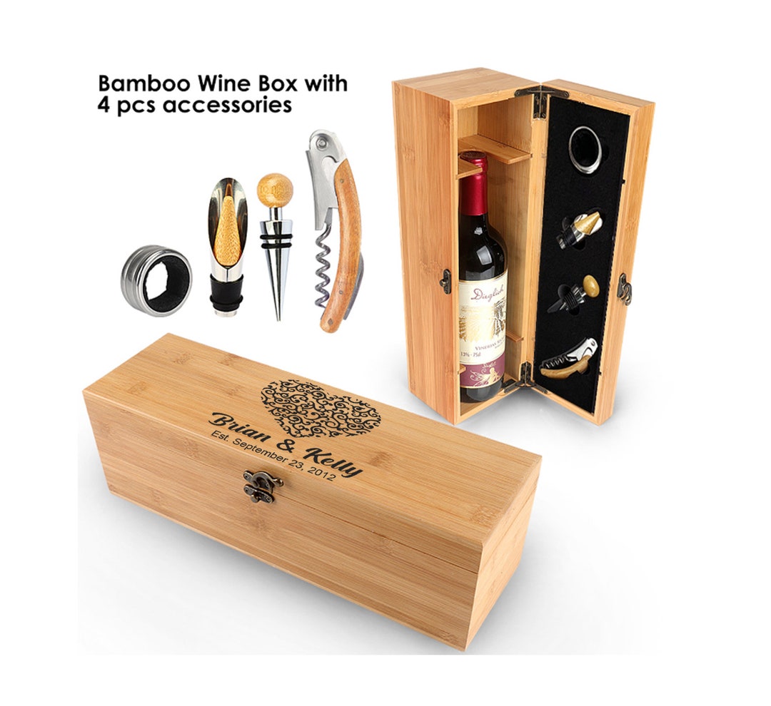 Wine Gift Set Wine Box Gift Set Wood Wine Box Personalized Wine Gift ...