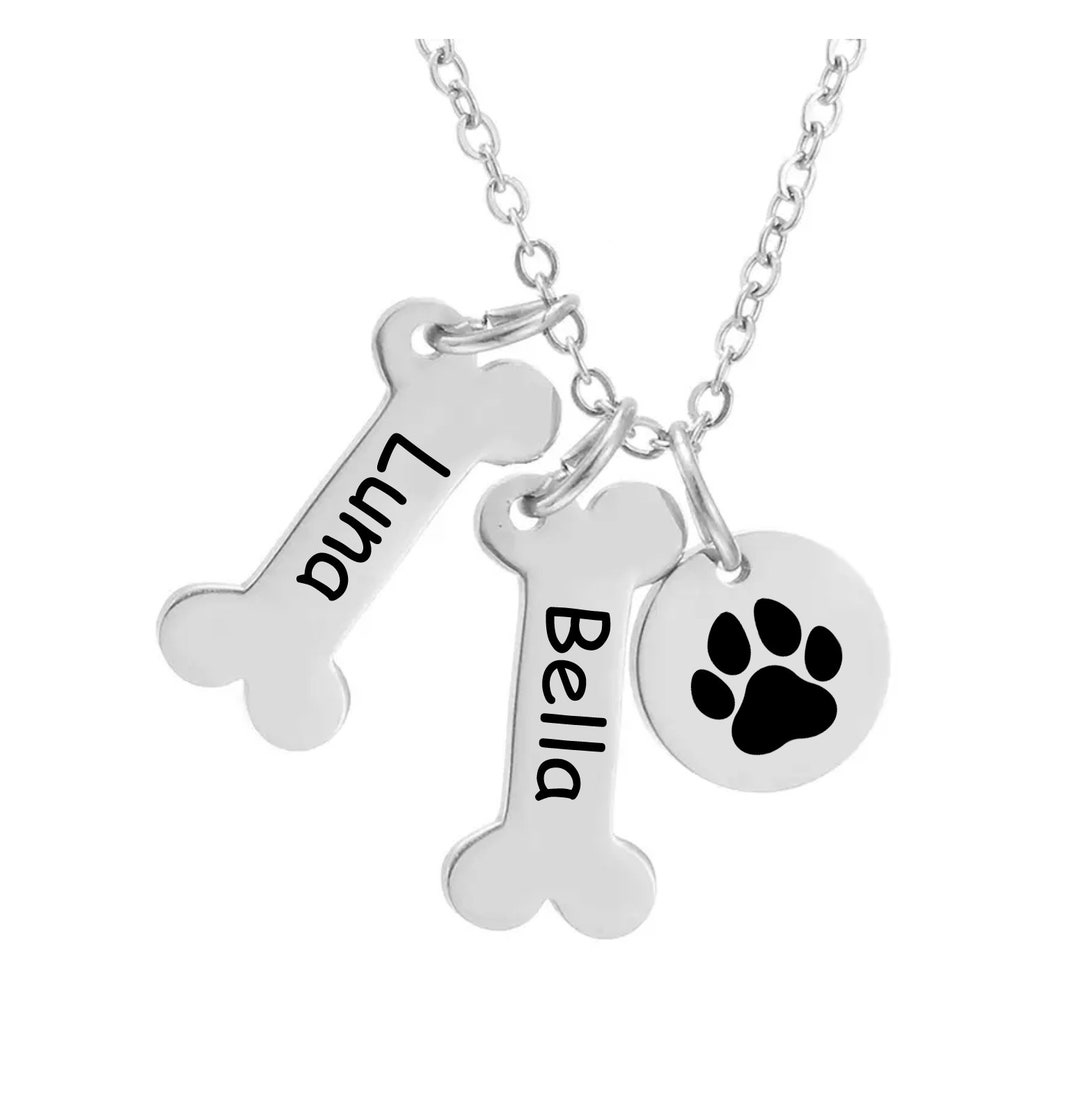 Personalized Dog Bone Necklace Memorial Dog Bone Necklace Etsy