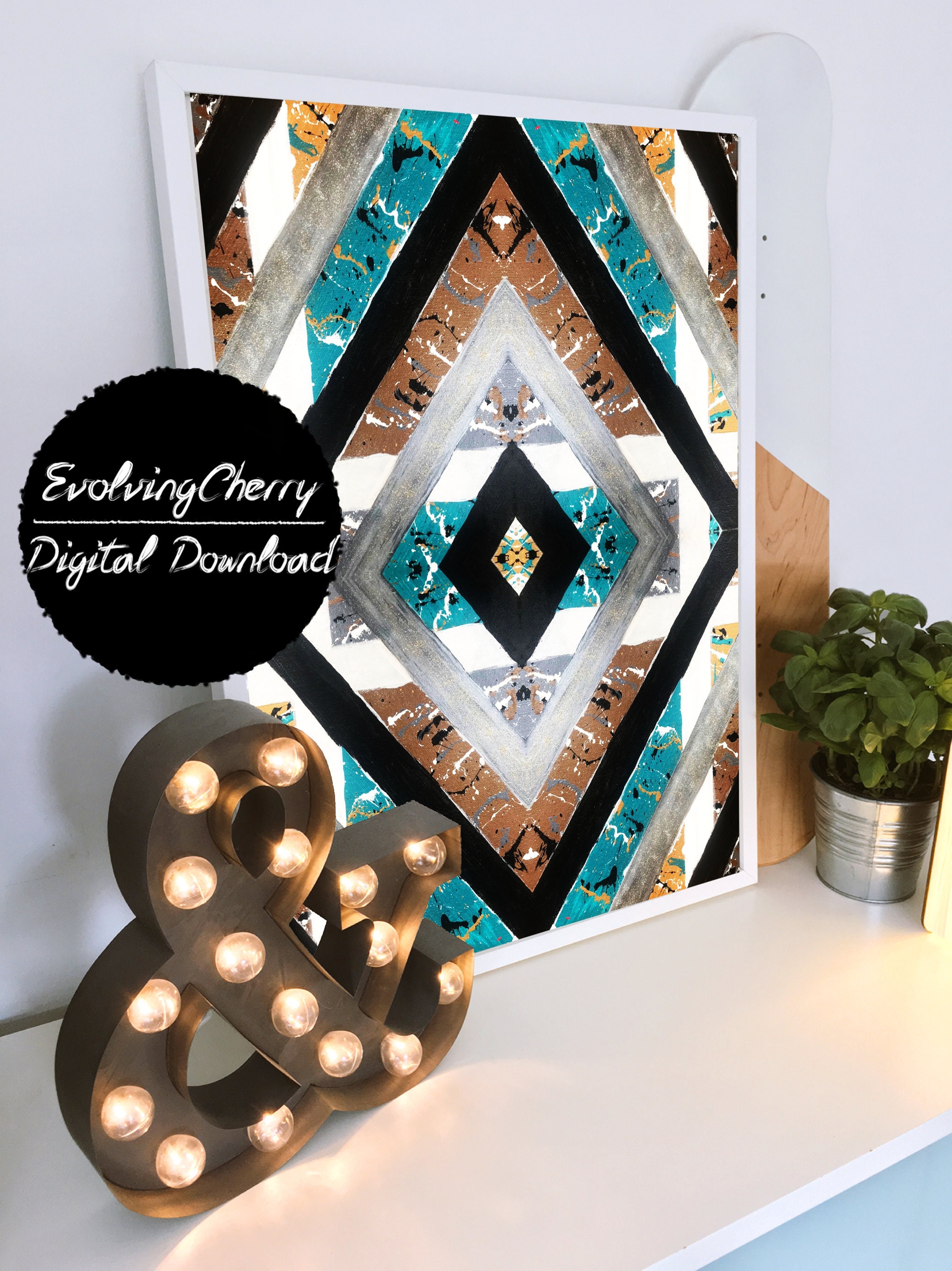 Abstract Diamond Art Printable Wall Art | Etsy