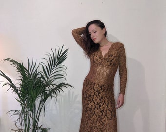 copper lace dress